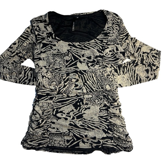Kay Celine Tops - Vtg Y2K Kay Celine Women M Bodycon Top Artsy‎ Rouched Sexy Whimsy Rave Party